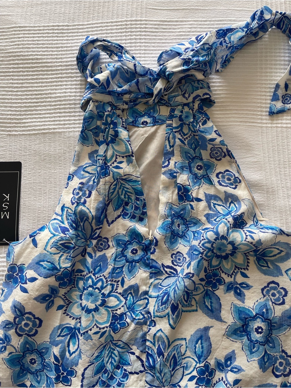 MSK White Dress with Blue Floral Halter Neck - Picture 5 of 13